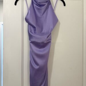 Elegant Lavender Satin Dress